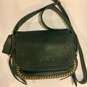 Coach Dakotah 21 Flap Crossbody Messenger Bag Whiplash Leather Purse Black
